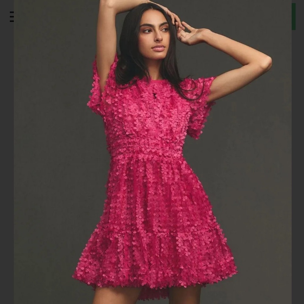 Anthropologie Pink Textured Mini Dress NWOT